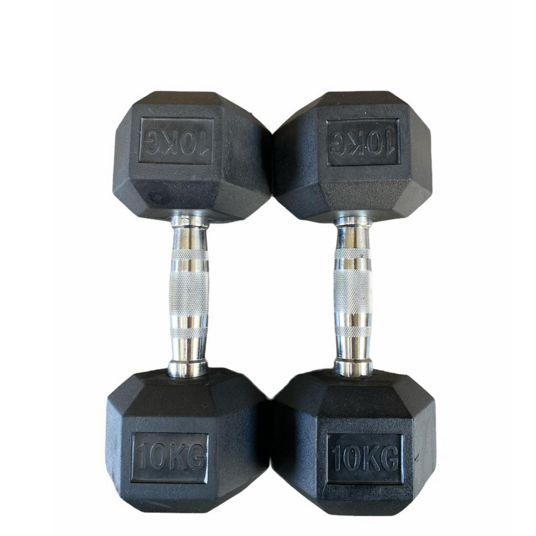 Hex Rubber Dumbbells 10kg (par)