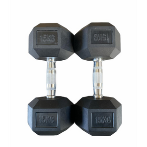 Hex Rubber Dumbbells 15kg (par)