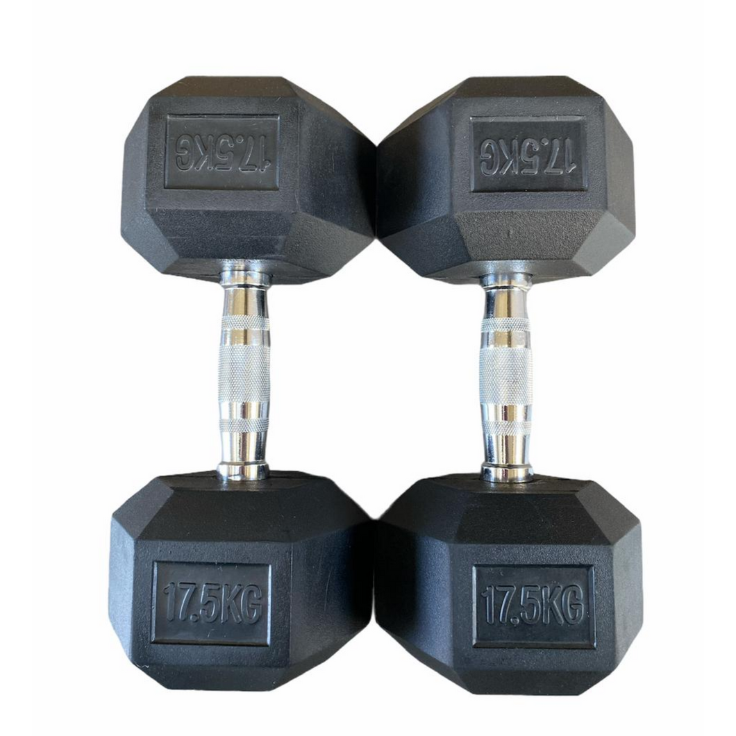 Hex Rubber Dumbbells 17,5kg (par)