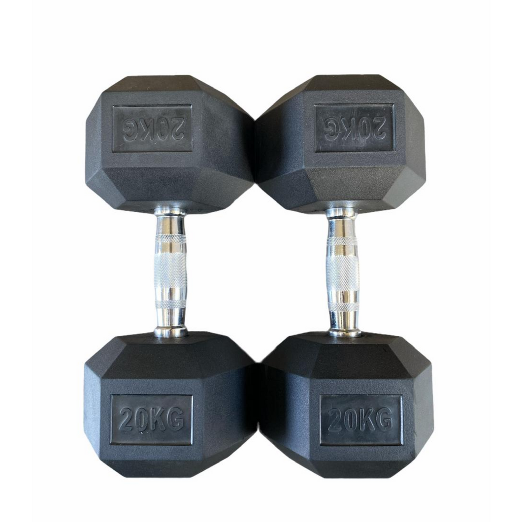 Hex Rubber Dumbbells 20kg (par)