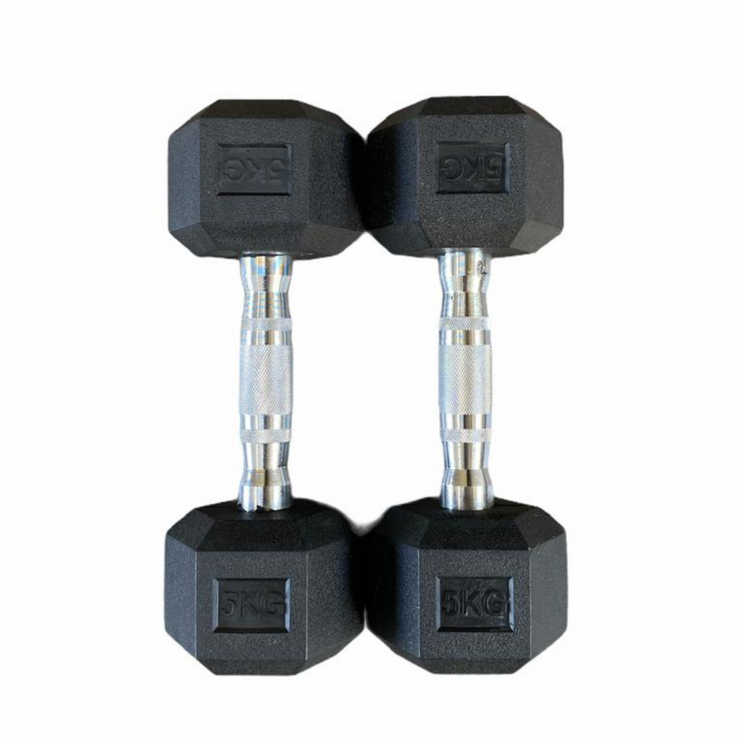 Hex Rubber Dumbbells 5kg (par)